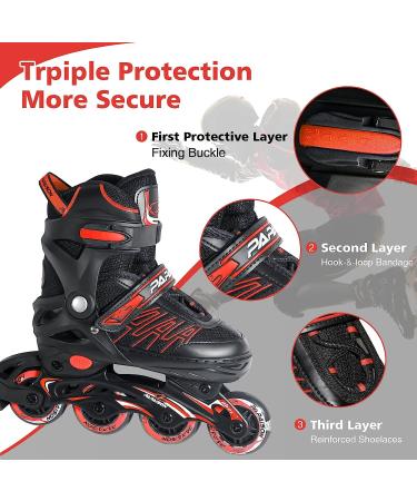 Illuminating Adjustable Inline Skates for Kids & Adults | All-Wheel Glow Roller Skates - Red - Buy Online on SooperMarket.com