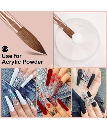 Saviland Size 12 Kolinsky Acrylic Nail Brush- Bronze Gold Handle, Ideal for Beginners and Professionals | Acrylic Powder Application Tool - Buy Online on SooperMarket.com