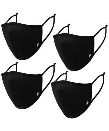 GK Sports Face Masks for Men Face Masks for Sports Black Face Masks Reusable Black Cloth Face Masks for Women Copper Infused Breathable ELEX Washable Stretchable for Running and Workout 4Pack 4 count (Pack of 1)