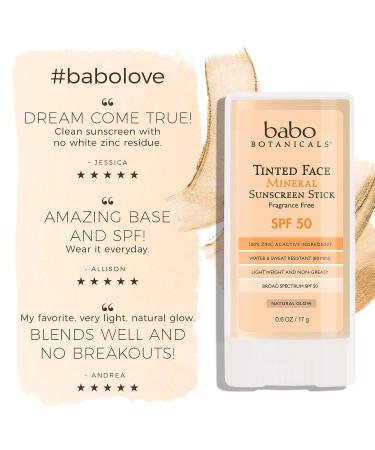 Babo Botanicals Tinted Mineral Stick Sunscreen SPF 50 | Unscented | 0.6 Ounce | 70+ Organic Ingredients - Buy Online on SooperMarket.com