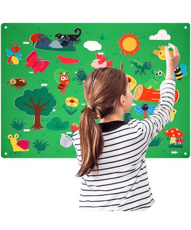 Poaiela Board Set Farm animal Filz-Board Set Early Learning Storytelling Interactive Play Set 3.3ft Filz Reusable wall hangers for young girls Children toddlers (green)