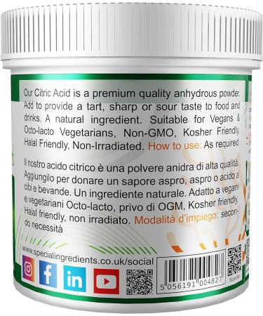 Special Ingredients Citric Acid Powder 10kg - Premium Quality, Vegan, Non-GMO, Non-Irradiated - Recyclable Container | 10 kg - Buy Online on SooperMarket.com