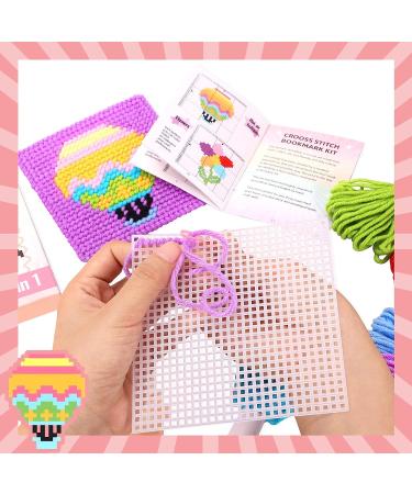Pllieay Kids 10-in-1 Cross Stitch Beginner Kit with 10 Patterns, Plastic Canvas, and Colored Threads - Needlepoint Starter Set for Kids - Buy Online on SooperMarket.com