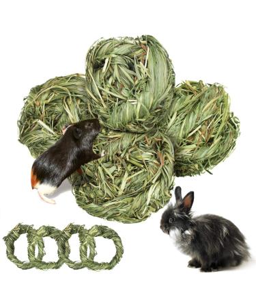 Roundler 8 pieces of rabbit toys chops for guinea pigs grass ball made of natural Lieschheu rabbit tooth care food suitable for guinea pigs rabbits chinchilla hamster ren green