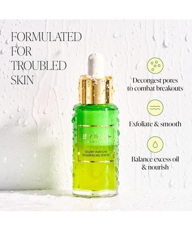 Byroe Exfoliating AHA Serum - Gentle Celery Resurfacing Serum for Acne-Prone Skin | Pore Minimizer with Vitamin 12 Complex & LHA | Vegan 30 ML - Shop Internationally - Buy Online on SooperMarket.com