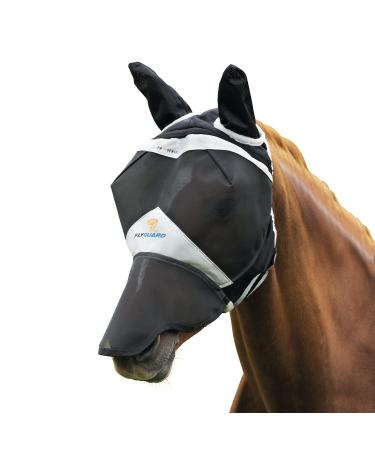 Shires Fine Mesh Fly Mask With Ears and Nose - Black: Full