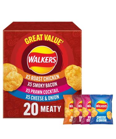 Walkers Meaty Variety Multipack Crisps Box 20x25 g 500 g (Pack of 1)