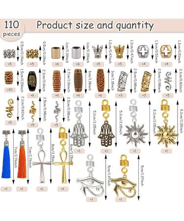 110PCS Retro Metal Dreadlock Hair Beads - Handmade DIY Hair Jewelry for Men and Women - Hip-Hop Style Dreadlock Accessories - Buy Online on SooperMarket.com