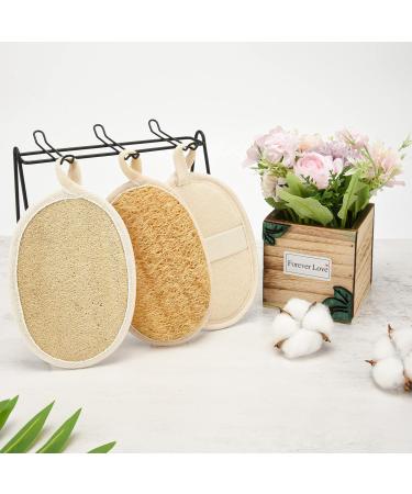 olyee Natural Loofah 4 Pack Exfoliating Sponge Face Wash Pads Body Loofah Skin Bath Loofah Back Scrubber Luffa and Terry Cloth Hang Biodegradable Shower Sponges for Adults Women Men - Buy Online on SooperMarket.com
