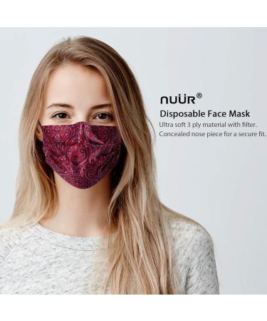 NU R Disposable Face Mask 3Ply Mask with Filter Layer and Elastic Earloop Retail 50pcs/box PAISLEY 50PCS - Buy Online on SooperMarket.com