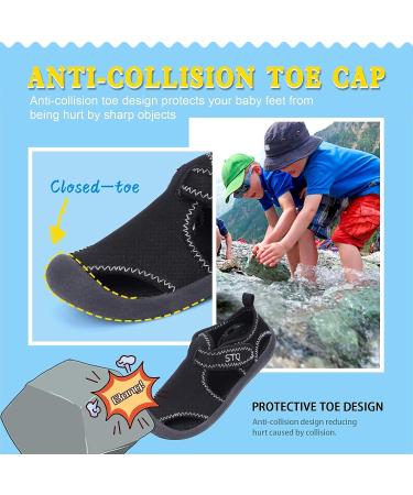 STQ Kids Water Shoes Quick-Dry Slip-On Sandals - Size 7 Toddler, All Black - Buy Online on SooperMarket.com