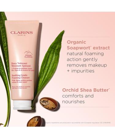 Clarins Soothing Gentle Foaming Face Cleanser - Soap-Free SLS-Free Nourishing Shea Butter | Ideal for Very Dry & Sensitive Skin | 4.2 oz - International Shipping Available - Buy Online on SooperMarket.com