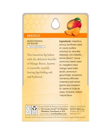 Burt's Bees 100% Natural Mango Lip Balm 0.3 oz - 2 Count | Premium Hydration | International Shipping Available - Buy Online on SooperMarket.com