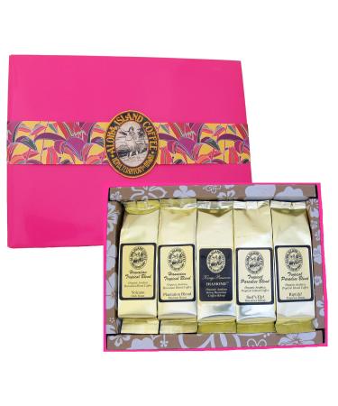 Platinum Collection: 5 Kona Blend Coffee Roasts Gift Sampler for Mother's Day, Father's Day, Birthdays - Ground Coffee, Brews 60 Cups - Buy Online on SooperMarket.com