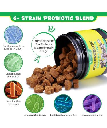 Digestive Probiotic Soft Chews for Dogs Canine Dietary Supplements and Immunity Support Chewable Vitamin Treats for Dogs- Duck Flavour 120 Tablets - Buy Online on SooperMarket.com