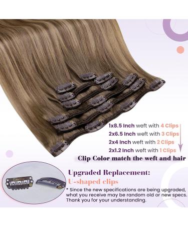 Shop Laavoo Brown Balayage Clip-In Hair Extensions - Real Hair Ombre Light Brown to Dark Blonde 35cm 7pcs 105g - Buy Online on SooperMarket.com