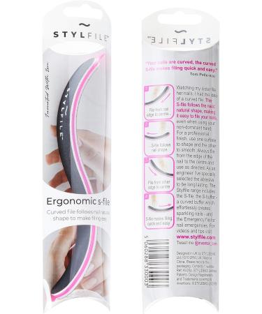 StylFile Curved Nail File with 240/400 Grit for Manicures - Professional 3-in-1 Emery Boards for Nails with Cuticle Pusher Under-Nail Skimmer - Premium Nail Products and Nail Essentials for Women 1 Count (Pack of 1) - Buy Online on SooperMarket.com