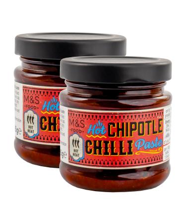 M&S Chipotle Chilli Concentrated Cooking Paste Hot Heat Level 3 - Set of 2 x 95g Jars