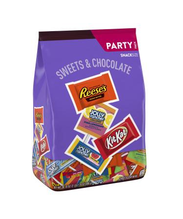 REESE'S, KIT KAT and JOLLY RANCHER Sweets and Chocolate Assortment Snack Size Candy, Individually Wrapped, 34.19 oz Bulk Varity Party Pack
