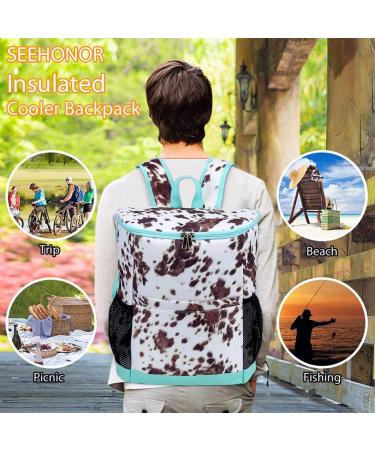 Leopard Print Women's Cooler Backpack | Leak Proof & Lightweight Lunch Bag with Cooler Compartment | Ideal for Hiking, Camping & Wine | 24-Can Capacity | Nainiu - Buy Online on SooperMarket.com
