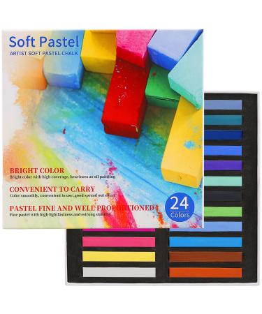 LOONENG Non Toxic Soft Pastels Chalk  Soft Chalk Pastels Stick for Crafts Projects  Drawing  Blending  Layering  Shading  24 Brilliant Assorted Colors 24 Colors