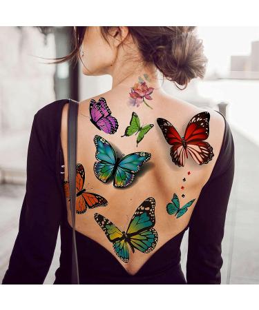 EGMBGM 6 Large Colorful Butterfly Temporary Tattoos - Realistic 3D Decals for Women, Girls, and Adults - Buy Online on SooperMarket.com