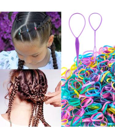 2000 PCS Mini Rubber Bands for Hair with Colorful Elastics - Kids & Baby Hair Ties Set with Topsy Tail Tools | YLYL Multicolor - Buy Online on SooperMarket.com
