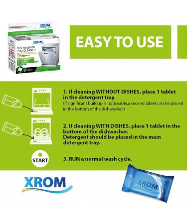 XROM Natural Dishwasher Cleaner & Descaler - Removes Odors & Hard Water Stains - Powerful Descale Solution - 6 Treatments - Original Scent - Buy Online on SooperMarket.com