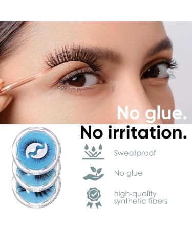 Self Adhesive False Eyelashes 3 Different Types Adhesive Lashes No Glue Needed Reusable Waterproof False Eyelashes Natural Look for Makeup 3 Pairs - Buy Online on SooperMarket.com