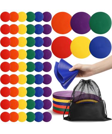 60 Pcs Spot Markers 9 Inch Poly Vinyl Floor Markers Non Slip Flat Field Cones Poly Dots Agility Markers for Soccer Football Basketball Speed Agility Training Gym Dance Classroom Org