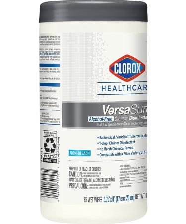 CloroxPro Healthcare Versasure Cleaner Disinfectant Wipes - Alcohol-Free, Healthcare & Industrial Cleaning - 85 Count Canister - Buy Online on SooperMarket.com