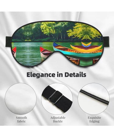 Lake with Boats Canoes Soft Sleep Eye Mask - Breathable Travel Eye Patch for Women | Relax & Unwind - Buy Online on SooperMarket.com