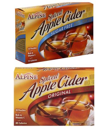 Alpine Spiced Cider Apple Bundle, 1 Original and 1 Sugar Free 10-count Box Each (2 Pack)
