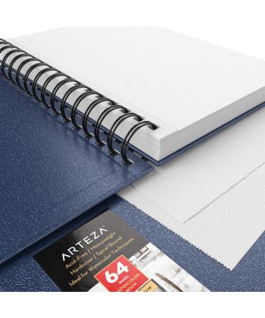 Arteza Watercolor Sketchbook 5.5x8.5-inch 3-Pack Blue Hardcover Journal, 96 Sheets, 140lb/300gsm, Spiral Bound Watercolor Paper Pad for Gouache, Acrylics, Pencils - 5.5x8.5 inch - Buy Online on SooperMarket.com