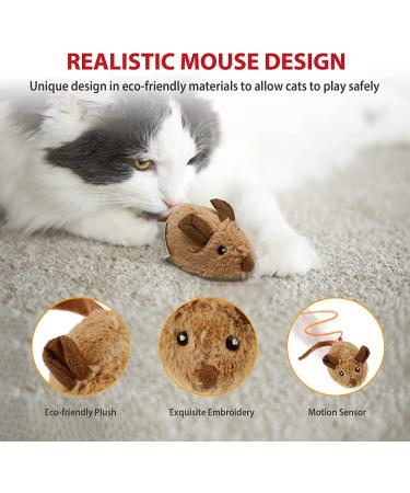 Gigwi Interactive Electric Cat Toy with Furry Tail - Automatic Squeaky Mice for Indoor/Outdoor Exercise - Brown Mouse (Original) - Buy Online on SooperMarket.com