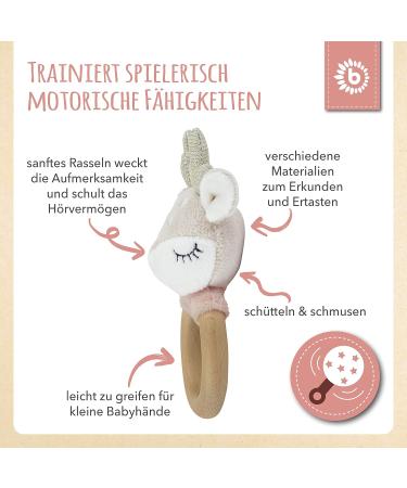 Bieco Reh Ella Greifling | Eco-Friendly Baby Wood Rattle & Gripping Rings | Cuddly Baby Deer Toy for Newborns | Perfect Baby Shower Gift - Buy Online on SooperMarket.com