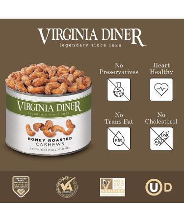 Virginia Diner Gourmet Natural Jumbo Honey Roasted Cashews 18oz Tin - 1.12lb Pack of 1 - Buy Online on SooperMarket.com
