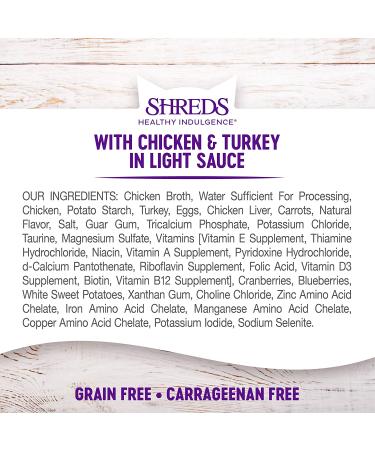 Wellness Grain-Free Wet Cat Food Pouches - Chicken & Turkey, Shredded Protein in Gravy, 24-Pack - Natural, Adult, 3 oz - Buy Online on SooperMarket.com