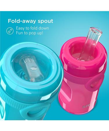Smilo Sippy Cup 2 Pack for Toddlers (1+ years) - Spill Proof, Fold-Away Silicone Spout - 8.5 oz Capacity - BPA-Free - Made in USA - Aqua & Green/Blue - 2 Pack - Buy Online on SooperMarket.com