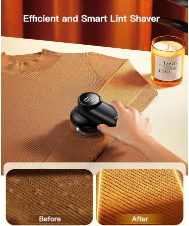 Rechargeable Fabric Shaver with Digital Display - 6-Leaf Lint Remover & Defuzzer for Clothes Sofa & Blankets - 3-Speed Safety Lock - Black - Buy Online on SooperMarket.com