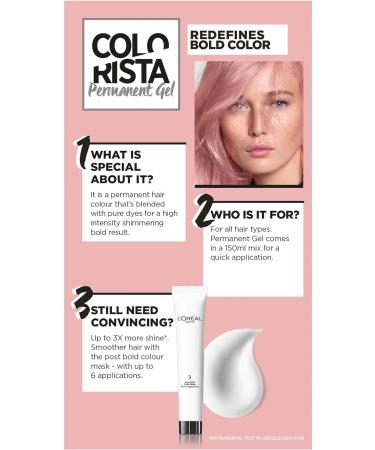 L'Or al Paris Colorista Permanent Gel Hair Dye - Rose Gold | Long-Lasting Vibrant Color with High Shine | At-Home Hair Colour - Buy Online on SooperMarket.com