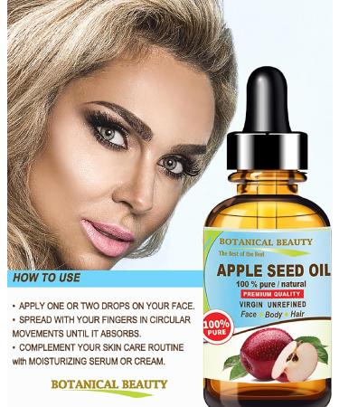 Botanical Beauty Apple Seed Oil 100% Pure Virgin - Unrefined Cold-Pressed Carrier Oil for Face Body Hair & Nails - Moisturizer for Dry Skin - 1 Fl. Oz (30 ml - Buy Online on SooperMarket.com