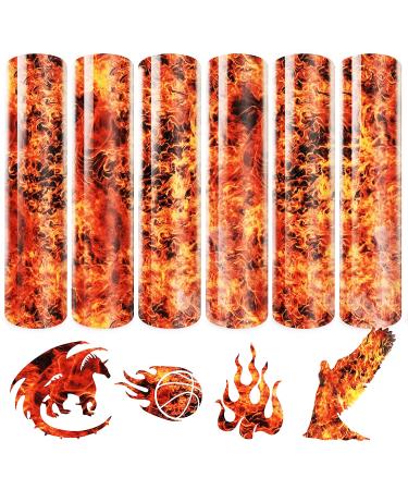 Tintnut Flame HTV Burning Iron-On Heat-Transfer-Vinyl-12x10 inch 6 Sheet Winter Fire HTV Vinyl DIY T-Shirts Hats Clothing for Cricut Silhouette Cameo Flame sheets