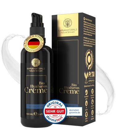 Organic hyaluron cream face high dosed 100ml + argan oil + aloe vera + coconut oil 100% vegan & organic natural cosmetics made in germany antal fold cream moisturizer anti-aging daily & night cream 100 ml (1 Pack)