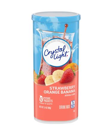 Crystal Light Strawberry Orange Banana Drink Mix (24 Pitcher Packets, 4 Canisters of 6) Strawberry Banana 2.4 Ounce (Pack of 4)