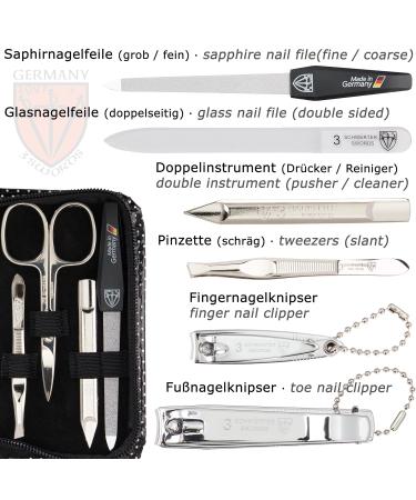 Buy Three Swords Roma 8-Piece Manicure Set | High-Quality Nail Care in Dotted Synthetic Leather Etui | Nail Scissors Clippers Tweezers & Glass Files - Buy Online on SooperMarket.com