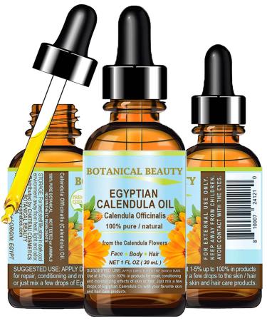 Botanical Beauty CALENDULA OIL Egyptian Calendula Officinalis Marigold Oil Pure Natural for FACE SKIN BODY HAIR NAILS 1Fl.oz.- 30 ml Skin Moisturizer Oil 1 Fl Oz (Pack of 1)