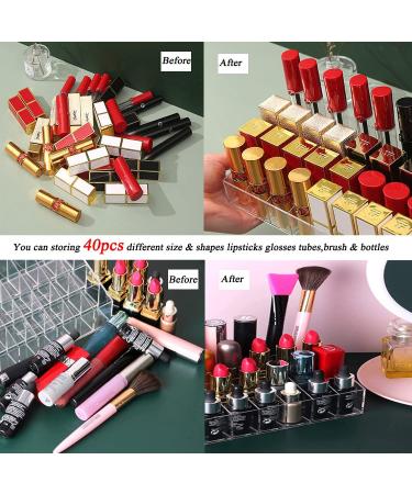 Clear Acrylic 40 Grids Lipstick Holder Organizer - Storage Display Case for Lip Gloss Tubes - Buy Online on SooperMarket.com
