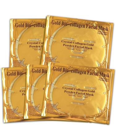 24K Gold Bio Collagen Crystal Face Mask + Eye Mask + Lip Mask Set for Anti-Aging Skin Care (5 pairs) - Buy Online on SooperMarket.com