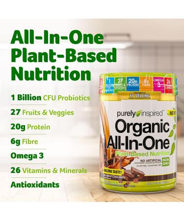 Purely Inspired Meal Replacement Shake Vegan Protein Powder | Purely Inspired Organic All In One | Plant Based Protein Powder for Women & Men | Organic Protein Powder | Vegan Friendly Chocolate (10 Servings) - Buy Online on SooperMarket.com